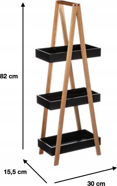 Raft banjo Natureo 3 kate, bambu dhe MDF, i zi