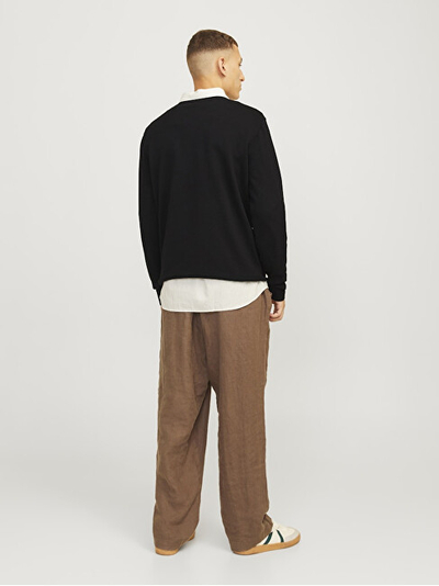 Pulovër Jack & Jones JJBrad Knit me qafë rrethore, ngjyrë e zezë