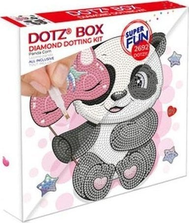 Set kreativ me diamante Diamond Dotz Panda Corn, mozaik 22x22 cm, për fëmijë 6+, shumëngjyrësh