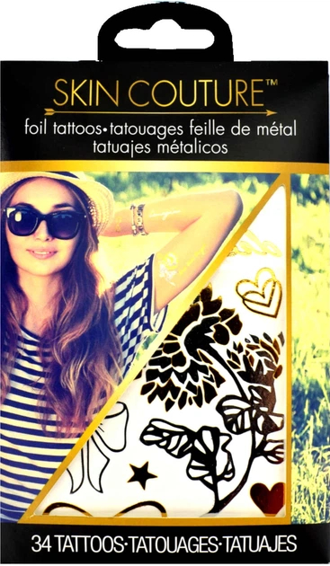 Set tatuazhesh të përkohshme Skin Couture Pro Kids, 36 copë, metalike, shumëngjyrëshe