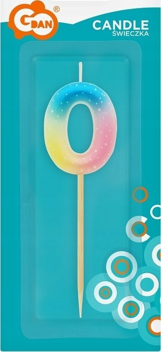 Qiri për tortë Godan numri 0, ombre pastel, shumëngjyrësh