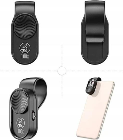 Lentë mikroskopi dixhital për telefon Apexel APL-MS001, 100x zmadhim, LED, e zezë