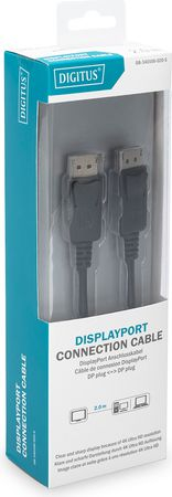 Kabllo DisplayPort Digitus DB-340100-020-S, 2m, 4K, e zezë