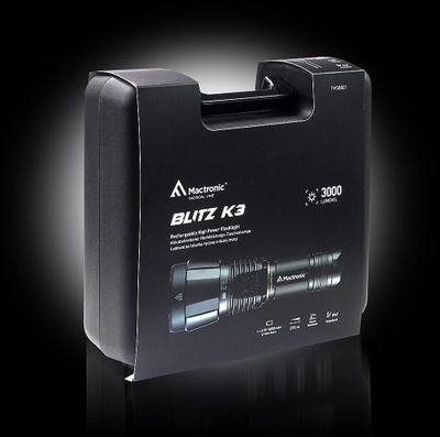 Elektrik dore MacTronic Blitz K3, 3000lm, i rikarikueshëm, i zi
