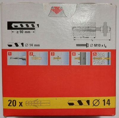 Dop zgjeruese Fischer M10 S 50154, Ø14 mm, 20 copë, najlon