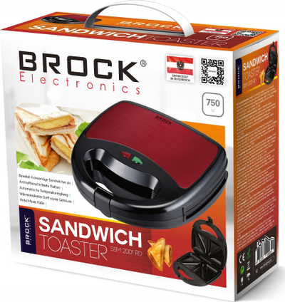Toastier elektrik Brock SSM 2001 RD, 750W, pllaka çeliku inoks, i bardhë