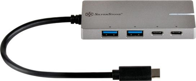 Hub USB C SilverStone SST EP09C, USB 3.1, 4 porta, argjendtë