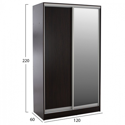 Dollap rrëshqitës Adler HM2460.02, 120x60x220 cm, me pasqyrë, wenge i errët