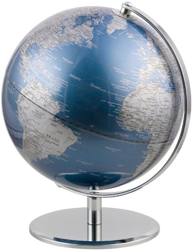 Glob dekorativ EMFORM Table Globe Planet, 25 cm, metalik blu argjend