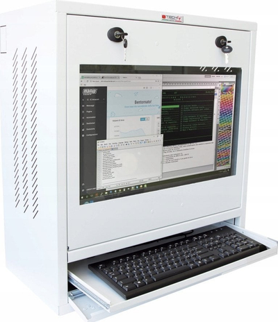 Kabinet rack Techly 1U, për PC monitor tastierë, 19", i bardhë