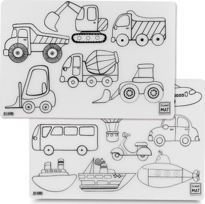 Tapet vizatimi Funny Mat Work Machines and Vehicles, set 2 copë, shumëpërdorimës, i bardhë