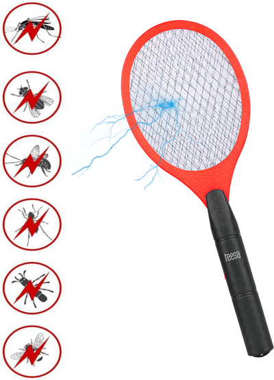 Raketë elektrike kundër insekteve TEESA, rrjetë me tre shtresa, me bateri, e kuqe