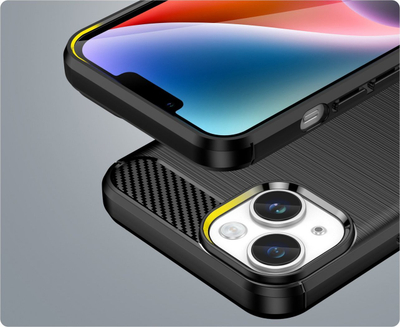 Maskа за телефон за Apple iPhone 14, TPU гел, карбон ефект, црна