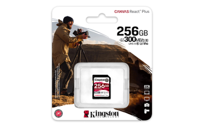Мемориска картичка Kingston Canvas React Plus, 256GB, SDHC, Class 10