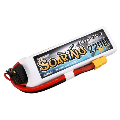 Bateri LiPo Gens Ace Soaring, 7.4V 2S, 2200mAh 30C, e bardhë