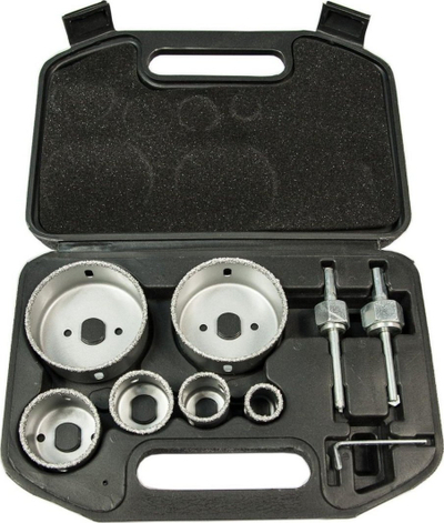 Set sharra rrethore tungsten Geko, 22-73mm, 9 copë, argjendtë