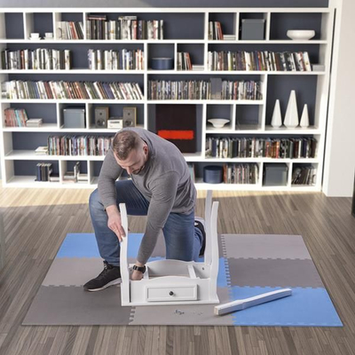 Подлога за вежбање One Fitness puzzle, 9 парчиња, сина/сива