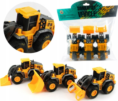Set lodrash kamiona ndërtimi, 3 copë, friction drive, të verdhë