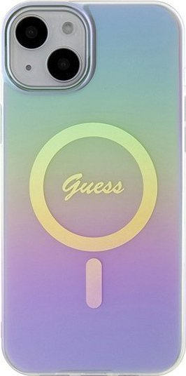 Mbrojtëse telefoni Guess GUHMP15MHITSU për iPhone 15 Plus 14 Plus 6.7", MagSafe, e vjollcë iridescente