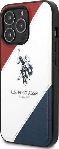 Kapak telefoni US Polo Tricolor Embossed për iPhone 14 Pro 6.1", prej TPU-je dhe lëkure sintetike, i bardhë