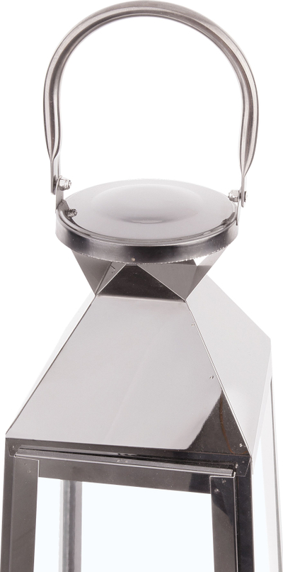 Fener metalik dekor, çelik inox, 42 cm, argjendtë