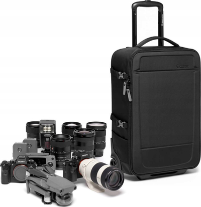 Çantë me rrota për aparat Manfrotto Advanced Rolling Bag III, për 1–2 trupa dhe lente, për laptop 15", e zezë