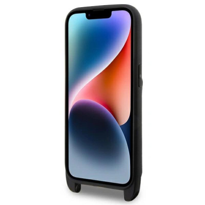 Mbrojtëse telefoni Karl Lagerfeld për iPhone 14 Pro, crossbody me xhep për karta, e zezë
