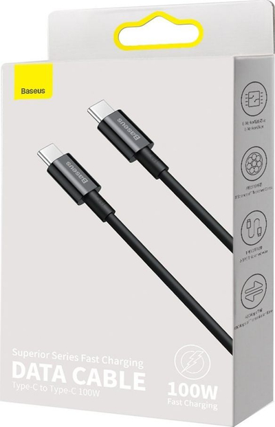 Kabllo karikimi Baseus CATYS-B01, USB Type C në USB Type C, 1m, 5A, i zi