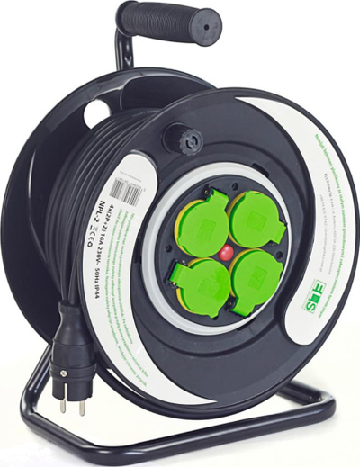 Zgjatues elektrik me bobinë ELS NPL-2, 40m 3x2.5mm², 4x230V IP44, i zi