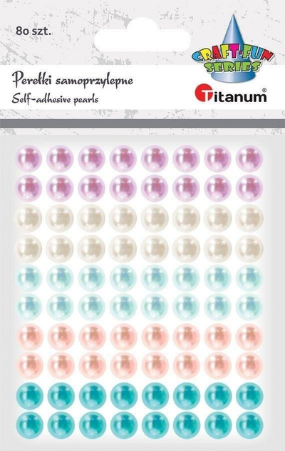 Kristale ngjitëse Titanum Pearls Mix, 8 mm, set 80 copë, ngjyra pastel