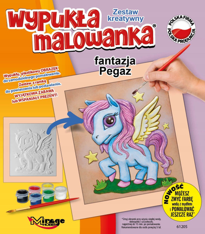 Set pikturimi Mirage Hobby Fantasy Pegasus, tablo 3D plastike, me bojëra uji, multingjyrësh
