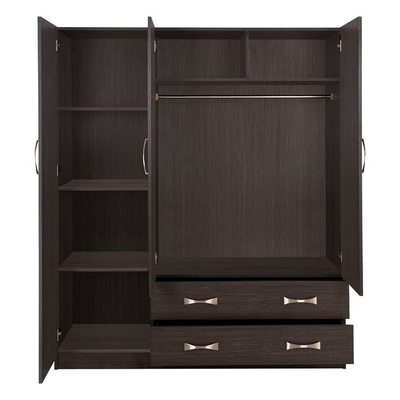 Dollap garderobe Carly HM384.01, 3 dyer 2 sirtarë, 150x55x180 cm, zebrano i errët