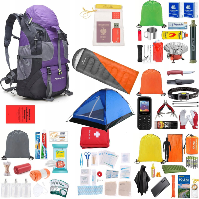 Shpinë turistike vidaXL Evacuation Backpack Readypack X2, set me pajisje emergjente, vjollcë