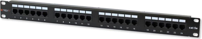 Patch panel Techly 24x RJ45 Cat5e, 1000 Mbps, i zi
