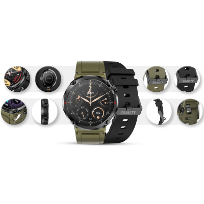 Smartwatch Gravity GT21-7, ekran 1.6", IP67, me rrip silikoni t'zi