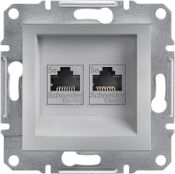 Prizë kompjuterike Schneider Electric Asfora EPH4400161, 2x RJ45 Cat 5e UTP, pa kornizë, alumini