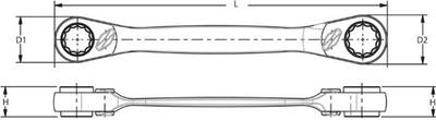 Çelës unazor ratchet Teng Tools, 190mm, çelik krom vanadium, ngjyrë argjendtë