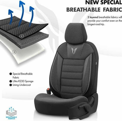 Mbulesë sediljeje pasme Otom OT76893 Toro 902, tekstil, gri e zezë