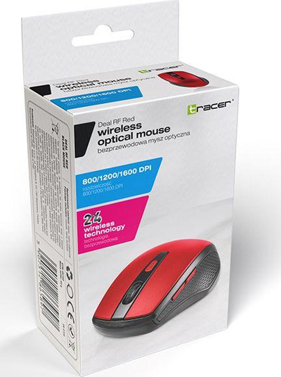 Maus Tracer Deal, wireless, USB, i kuq