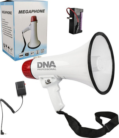 Megafon DNA MEGA1, 30W, Bluetooth USB microSD AUX, i bardhë