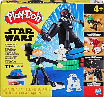 Set plasteline Play-Doh Star Wars Squish &amp; Slice Lightsabers, 4 figura, 113g