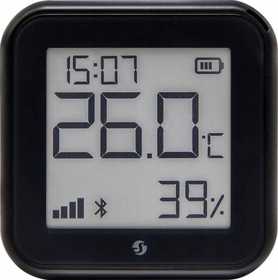 Sensor Shelly Plus H&amp;T Gen.3, temperaturë dhe lagështi, Bluetooth Wi‑Fi, i zi mat