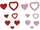 Set dekorativ zemra me shkëlqim Galeria Hobby Glitter Hearts, 88 copa, të kuqe edhe rozë