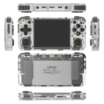 Konzolë portative lojërash ANBERNIC RG35XX H, 3.5", 64GB, transparente e bardhë