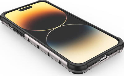 Mbrojtëse telefoni Hurtel Honeycomb për iPhone 14 Pro Max, hibride e blinduar, e zezë