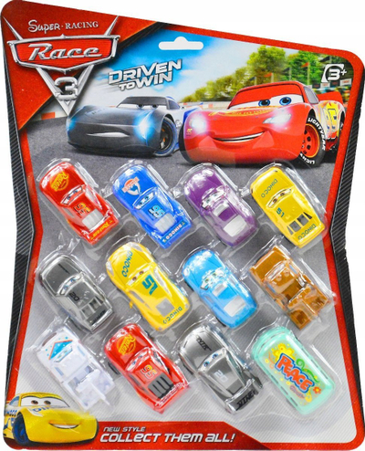 Set lodrash makina Race Cars, 12 copë, 6 cm, shumëngjyrëshe