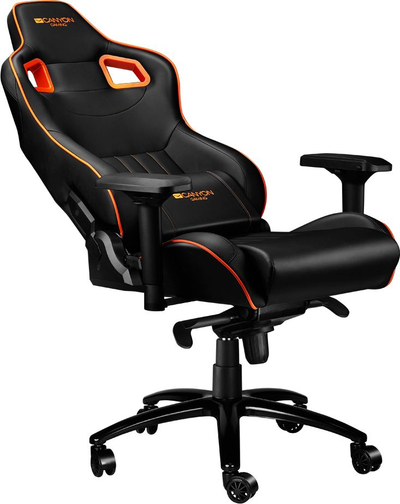 Karrige gaming Canyon Corax Hern Chair, lëkurë eco, mban deri 150 kg, e zezë me portokalli