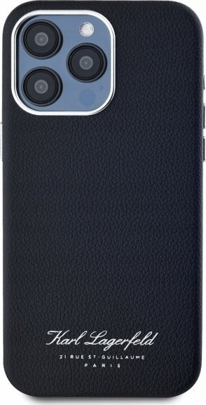 Mbrojtëse telefoni Karl Lagerfeld Grained PU Hotel RSG, për iPhone 15 Pro Max, MagSafe, e zezë