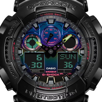 Orë për meshkuj Casio The G/G-SHOCK GA-100RGB-1AER (411), e zezë
