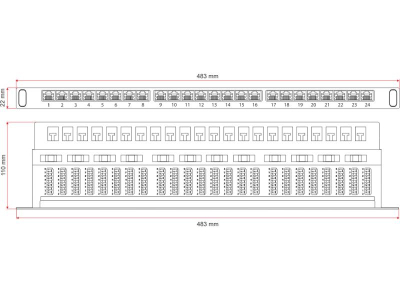 Patch panel Alantec Optimum STP Cat.6, 24 porta, 0.5U, metalik